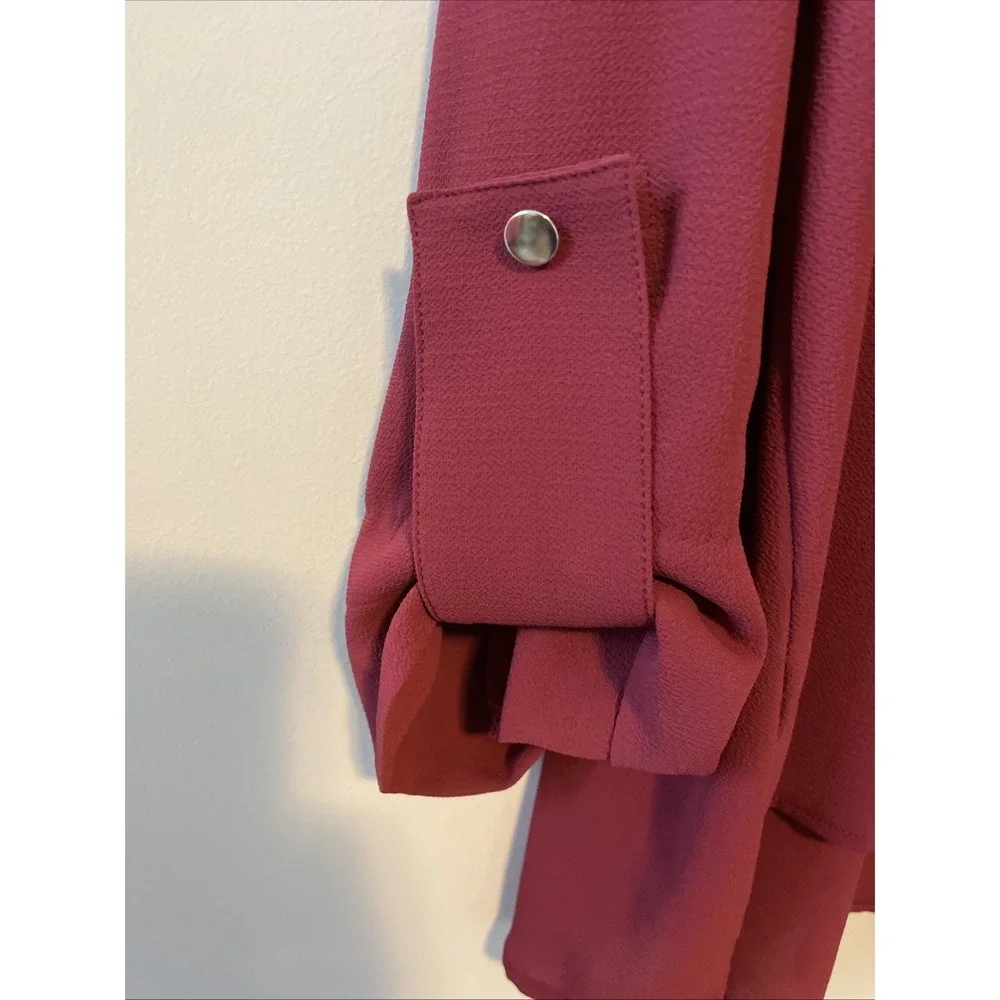Maggie Sweet XL Rust Red Blouse Button Shoulder Long Sleeve Tunic Top